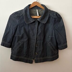 Women's Dark Denim Short Jacket Blouse